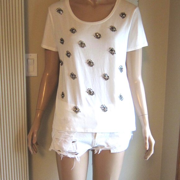 WEEKEND MAXMARA WHITE JERSEY COTTON GEM CABINA TEE SHIRT XL - Picture 10 of 10